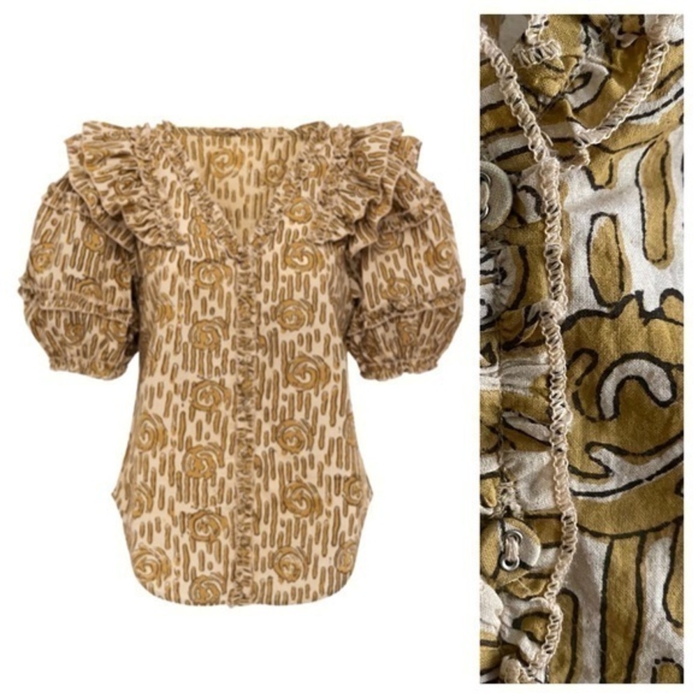 Anna Cate Ruffle Puff Sleeve Jolie Top XS